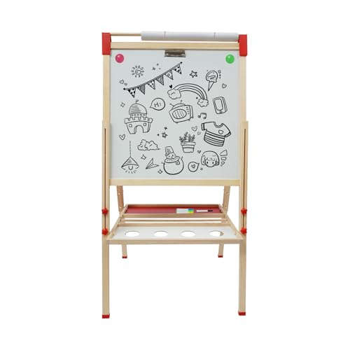Doppelseitiges Weißwandtafel Und Tafel, Kindertafel Mit Zahlen Und Anderem Zubehör, Höhenverstellbar Staffelei Für Kinder, Mit Clip Zum Zeichnen, Kinder Spiel-Tafel Aus Holz Doppelseitiges Weißwandtafel Und Tafel, Kindertafel Mit Zahlen Und Anderem Zubehör, Höhenverstellbar Staffelei Für Kinder, Mit Clip Zum Zeichnen, Kinder Spiel-Tafel Aus Holz von Naxidf