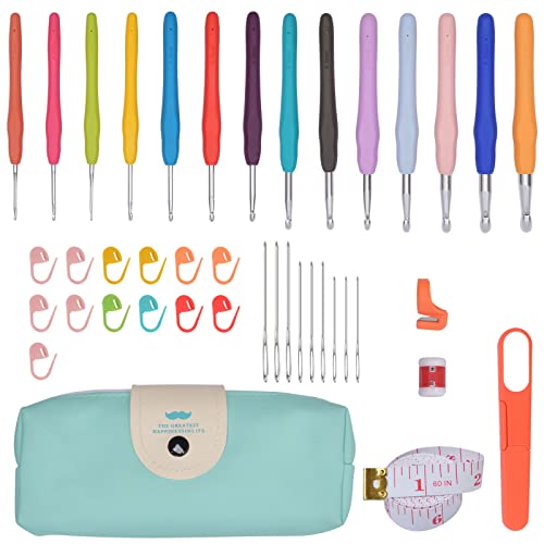 Nayira Häkelnadel-Set,14 Stück Strickzubehör Häkelset für Anfänger mit Etui, mehrfarbiges Aluminium, ergonomisches Garn, Stricknadeln, Nähwerkzeuge, Häkelzubehör Nayira Häkelnadel-Set,14 Stück Strickzubehör Häkelset für Anfänger mit Etui, mehrfarbiges Aluminium, ergonomisches Garn, Stricknadeln, Nähwerkzeuge, Häkelzubehör von Nayira