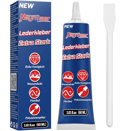 Nayrmaer Lederkleber Extra Stark 60ml, Professioneller Wasserfester Leder Kleber mit Anti-Verstopfungsspitze für Sofa, Pu Lede, Jacke, Geldbörse, Gürtel und Schuhe usw. von Nayrmaer
