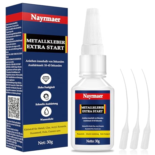 Nayrmaer Metallkleber 30g, Metall Kleber Wasserfest mit Anti-Trocknungsspitze, Sekundenkleber Extra Stark für Metall, Stahl, Zink, Aluminium und mehr Nayrmaer Metallkleber 30g, Metall Kleber Wasserfest mit Anti-Trocknungsspitze, Sekundenkleber Extra Stark für Metall, Stahl, Zink, Aluminium und mehr von Nayrmaer