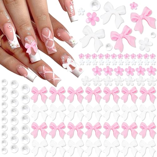 Nayyana 1000 Stück rosa Schleifen-Nagel-Charms, weiße Schleifen-Charms für Nägel, Kunstharz, flache Rückseite, Perlen, Blumen-Charms, Valentinstag, Nagel-Dekoration, Zubehör für Frauen Nayyana 1000 Stück rosa Schleifen-Nagel-Charms, weiße Schleifen-Charms für Nägel, Kunstharz, flache Rückseite, Perlen, Blumen-Charms, Valentinstag, Nagel-Dekoration, Zubehör für Frauen von Nayyana