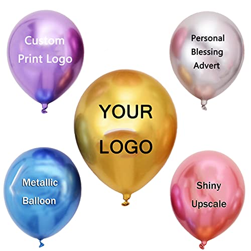 Nballoon 100 Stück benutzerdefinierte Druck Metallic Luftballons Werbedruck Logo 12 Zoll Latex Ballons Für Geburtstag Party Hochzeit Dekoration Firmenfeier (LY33) von Nballoon