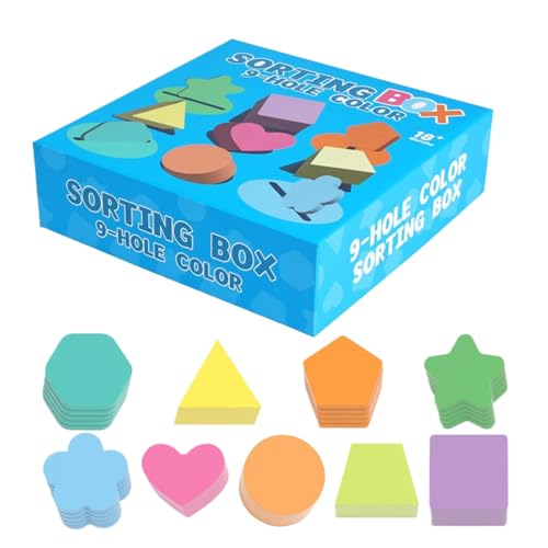 Nbbwwu Shape Sorting Toy,9 Fächer Holz Sortierbox Für Farben Und Formen - Motorikspielzeug Für Kinder Mädchen Zur Entwicklung Feinmotorik von Nbbwwu