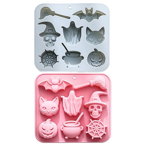 Nbbwwu Silikonformen Halloween - Feiertags Gelatineformen | 2 Stücke Einfaches Entformen für Kuchen Seife Süßigkeiten Halloween Hochzeit Hausbäcker Bastelbedarf von Nbbwwu