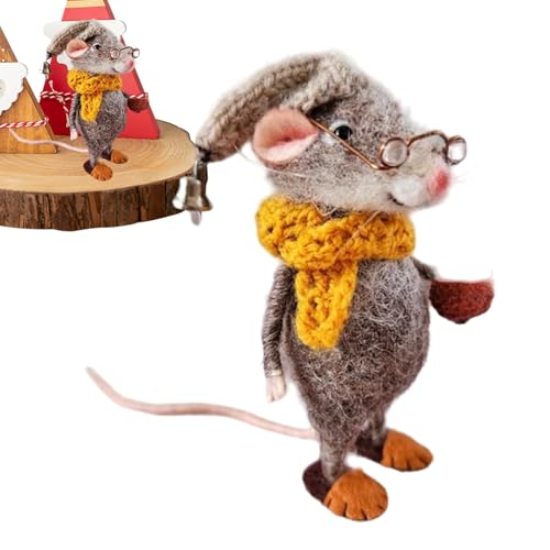 Niedliche Wollfilzmäuse, Nadelfilz-Mäuse, Cartoon-Mäuse-Puppen-Ornament, handgefertigte Weihnachtsmaus-Filz-Dekoration, unfertiges Bastelset für Anfänger, D-IY Handwerk von Nbbwwu