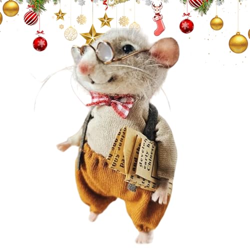 Niedliche Wollfilzmäuse, Nadelfilz-Mäuse, Cartoon-Mäuse-Puppen-Ornament, handgefertigte Weihnachtsmaus-Filz-Dekoration, unfertiges Bastelset für Anfänger, D-IY Handwerk von Nbbwwu