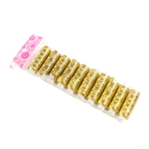 Handgefertigte Nähgarn-Kollektion, 10 Spulen mit je 200 m, ideal für Stickerei, Quilten und Nähprojekte von Kleidungsstücken (10 Gold) von NbgrvB