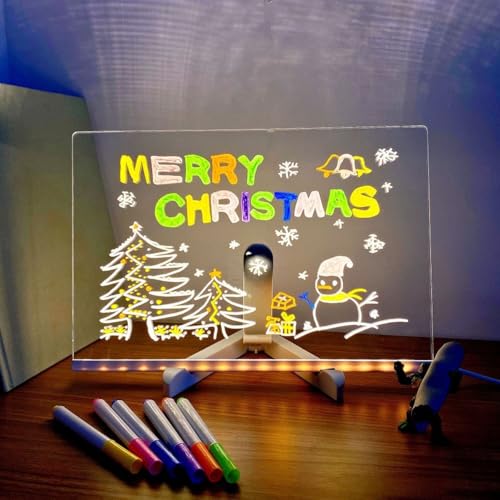 LED-Notiztafel mit 7 Farben Stift, LED-Zeichenbrett, Leuchttafel aus Acryl, für Kinder, Schule, Café, Zuhause, Büro, Weihnachten (groß) von NbgrvB