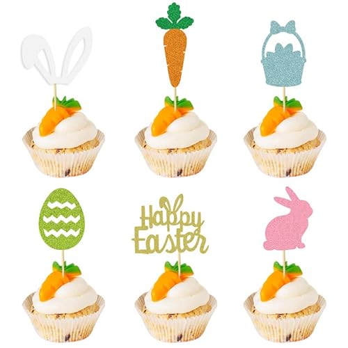 12 Stück Happy Easter Glitter Bunny Cupcake Toppers Glitter Karotte Ei Cupcake Dekorationen mit Stäbchen zum Backen Ostern Kaninchen Thema Hochzeit Cupcake DIY Dekoration Supplies 12 Stück Happy Easter Glitter Bunny Cupcake Toppers Glitter Karotte Ei Cupcake Dekorationen mit Stäbchen zum Backen Ostern Kaninchen Thema Hochzeit Cupcake DIY Dekoration Supplies von Ncozwo