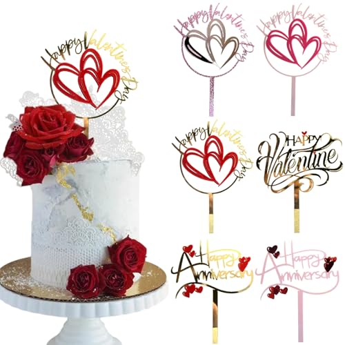 6 Stück Happy Valentine's Day Acryl-Kuchenaufsätze Herz Liebe Kuchendekorationen Happy Anniversary Kuchendekorationen zum Backen Happy Engagement Jahrestag Hochzeit DIY Cupcake Dekoration Supplies 6 Stück Happy Valentine's Day Acryl-Kuchenaufsätze Herz Liebe Kuchendekorationen Happy Anniversary Kuchendekorationen zum Backen Happy Engagement Jahrestag Hochzeit DIY Cupcake Dekoration Supplies von Ncozwo