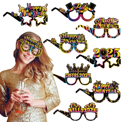Ncozwo 8 Stück Happy New Year Brillen Foto-Requisiten 2025 Happy New Year Gläser Weinflaschen Feuerwerk Hüte Party Papiergläser Foto Requisite Happy New Year Party Favors Supplies Dekorationen Ncozwo 8 Stück Happy New Year Brillen Foto-Requisiten 2025 Happy New Year Gläser Weinflaschen Feuerwerk Hüte Party Papiergläser Foto Requisite Happy New Year Party Favors Supplies Dekorationen von Ncozwo