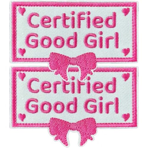 2 x zertifizierte Aufnäher mit Aufschrift "Good Girl", lustig, niedlich, rosa, bestickt, mit Klettverschluss, für Hundegeschirr, Mädchen, Rucksäcke, Hüte, Jeans, Kleidung, Trucker-Mütze, Weste von Ncyda