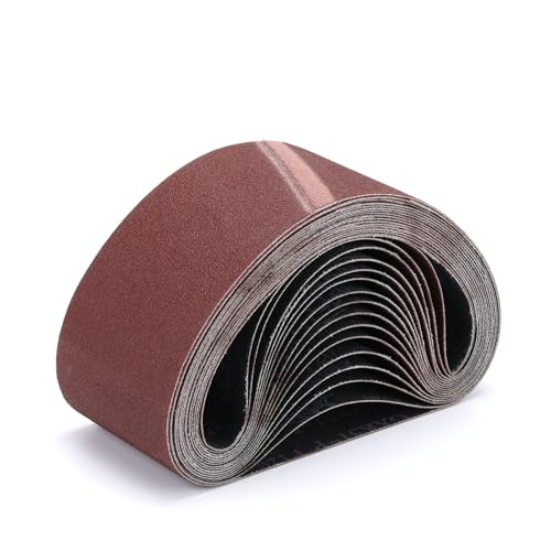 16 Stück Schleifbänder 75 x 457 mm,Korn 120 kunstharzgebunden,Schleifband-Set, Für Druckluft bandschleifer,Polieren Metall,Holz|Fingerschleifer von Ndjiloik
