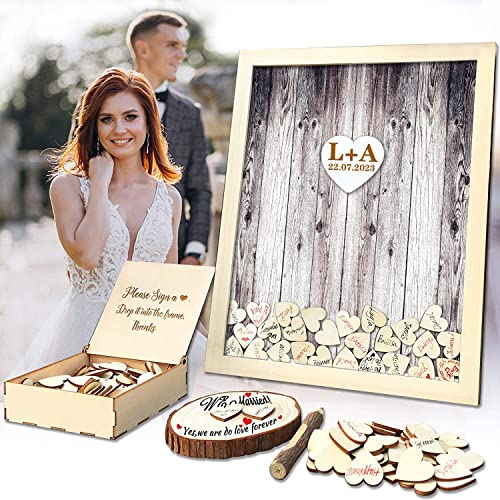 Hochzeitsgästebuch Alternative Stift Schild Drop Top Holzrahmen für Babyparty Geburtstag Party Dekoration 120 Herzen Hochzeitsgästebuch Alternative Stift Schild Drop Top Holzrahmen für Babyparty Geburtstag Party Dekoration 120 Herzen von Neamon