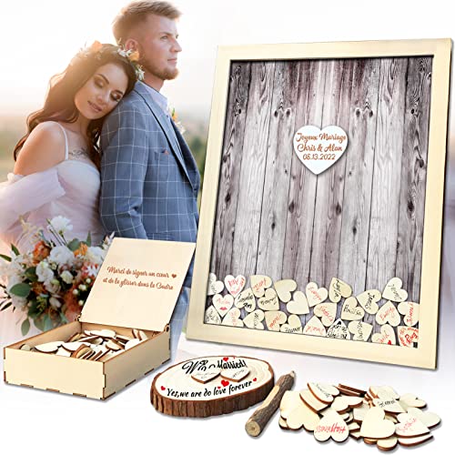 Neamon Gästebuch für die Hochzeit, alternatives Stiftschild, Rahmen aus Holz, für die Taufe als Dekoration der Geburtstagsfeier, 120 Herzen Neamon Gästebuch für die Hochzeit, alternatives Stiftschild, Rahmen aus Holz, für die Taufe als Dekoration der Geburtstagsfeier, 120 Herzen von Neamon