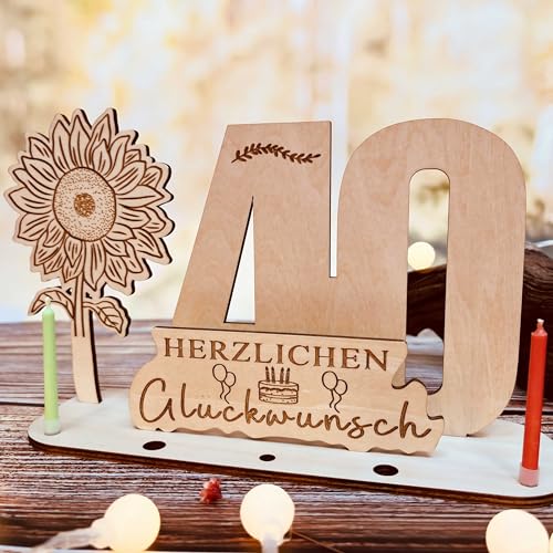 Neamon Einzigartig Sonnenblumen 40 Geburtstag Frauen & Männer Geschenk Geldgeschenke Geburtstag Holz-Schild Gästebuch 40 Geburtstag Mann Deko Personalisierbares Geschenk (40) von Neamon