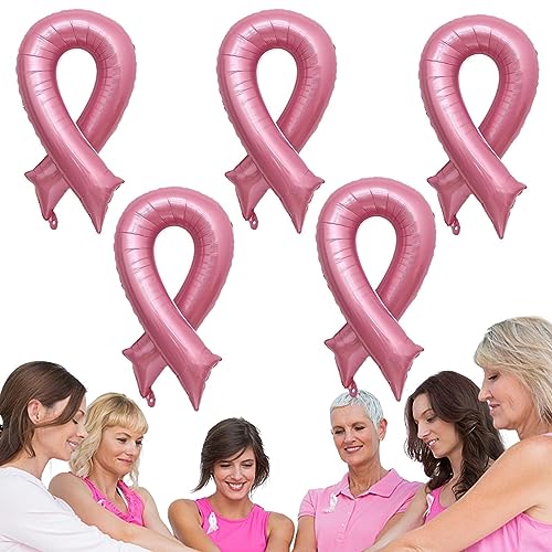 Brustkrebs-Partyballons - 5 Stück Brustkrebs-Bewusstseinsband-Partybevorzugungsballons - Brustkrebs-Dekorationen, rosa, 91,4 cm, Brustkrebs-Bewusstseins-Großartikel für Brustkrebs Neamou von Neamou