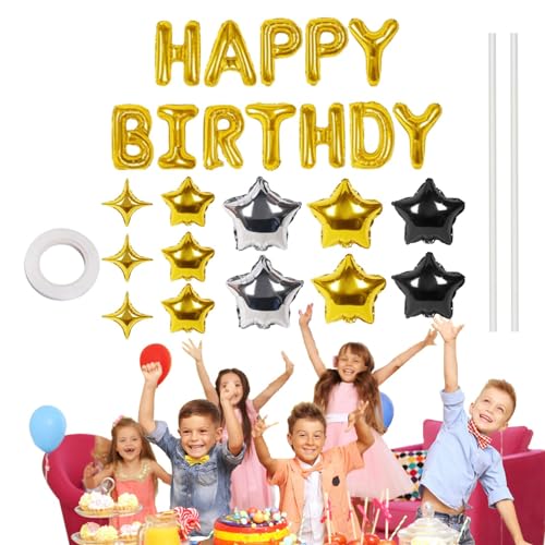 Neamou Alles Gute zum Geburtstag Folienballons,Alles Gute zum Geburtstag Bannerballon, Banner mit Buchstabenstern-Luftballons, Aufblasbare Party-Dekoration, Buchstaben-Happy-Birthday-Luftballons mit von Neamou