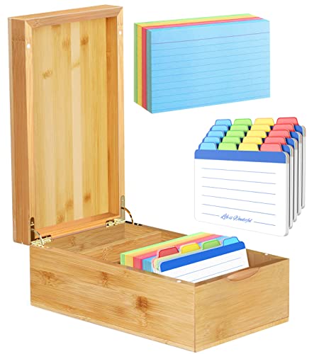 Neando 7.6x12.7 cm Karteikartenhalter, Bambus-Karteikartenbox mit 20 Karteikarten und 200 Notizkarten, Notizkarten-Organizer-Etui, Holz-Rezeptbox, Holz-Schreibtisch-Organizer, 14 cm Bx25 cm Tx10 cm H Neando 7.6x12.7 cm Karteikartenhalter, Bambus-Karteikartenbox mit 20 Karteikarten und 200 Notizkarten, Notizkarten-Organizer-Etui, Holz-Rezeptbox, Holz-Schreibtisch-Organizer, 14 cm Bx25 cm Tx10 cm H von Neando