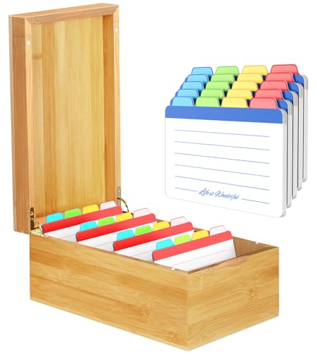Neando Bambus-Rezeptkarten-Organizer für 4 x 6 Karten – Holz-Karteikarten-Aufbewahrungsbox mit Deckel, 4 Fächer, 600 Karten, inklusive 20 Reiterführungen – Natürliches Küchenheftsystem Neando Bambus-Rezeptkarten-Organizer für 4 x 6 Karten – Holz-Karteikarten-Aufbewahrungsbox mit Deckel, 4 Fächer, 600 Karten, inklusive 20 Reiterführungen – Natürliches Küchenheftsystem von Neando