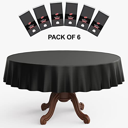 Neatiffy 213 cm 6er-Pack runde Einweg-Tischdecken aus Kunststoff für Picknick/Camping/Party/Bankett/Hochzeit Schwarz von Neatiffy
