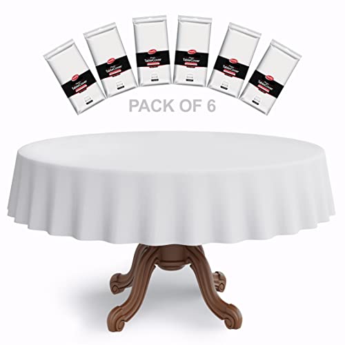 Neatiffy 213 cm 6er-Pack runde Einweg-Tischdecken aus Kunststoff für Picknick/Camping/Party/Bankett/Hochzeit Weiß von Neatiffy