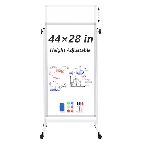 Neatsure Rollendes Whiteboard auf Rädern, 111,8 x 71,1 cm, höhenverstellbar, mobiles, magnetisches Whiteboard mit Ständer, groß, doppelseitig, stehend, trocken abwischbar, Staffelei für Zuhause, Büro Neatsure Rollendes Whiteboard auf Rädern, 111,8 x 71,1 cm, höhenverstellbar, mobiles, magnetisches Whiteboard mit Ständer, groß, doppelseitig, stehend, trocken abwischbar, Staffelei für Zuhause, Büro von Neatsure