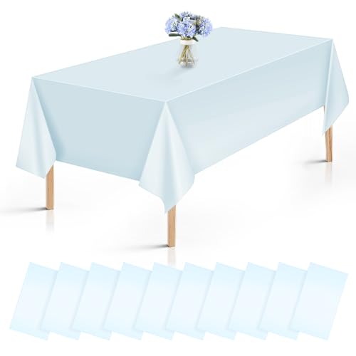 10 Stück Einweg Tischdecke Blau, 137 x 274 cm Papiertischdecke Rolle, Wasserdicht Geburtstag Tischdecken, Kunststoff Rechteckige Tischabdeckung für Party Hochzeit Picknick Geburtstags von Necdeol
