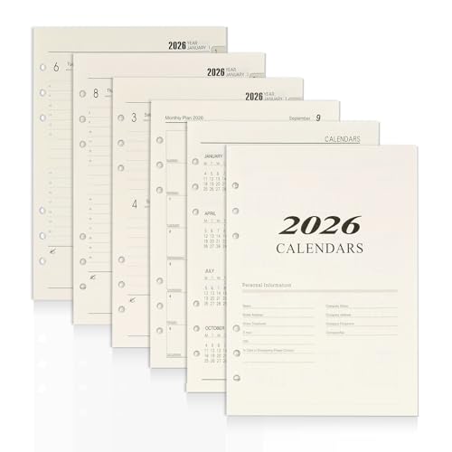 2026 Wochenplaner Einlage A5 6 Löcher, 176 Seiten Kalendereinlage 2026 A5, January 2026 – Dezember 2026, 139x206mm Nachfüllpapier für Planer, Tagebücher, DIY-Projekte von Necdeol