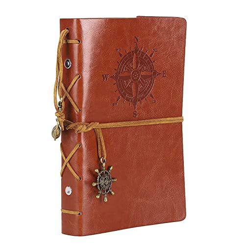 NectaRoy Retro Vintage Nautisch Notizbuch, Klassische PU Leder Cover Notebook Notepad, Travel Journal Tagebuch Reisetagebuch Nachfüllbare Sketchbook Spirale Ringbuch Tagebuch von NectaRoy