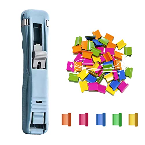 NectaRoy Stapler, Mini Push Clamp Stapler, Binder Stationery Paper Clips Stapler Set with 50 Multicolor Reusable Staples for Office, Home, School Supplies Ticket Paper File Fixing Binding von NectaRoy