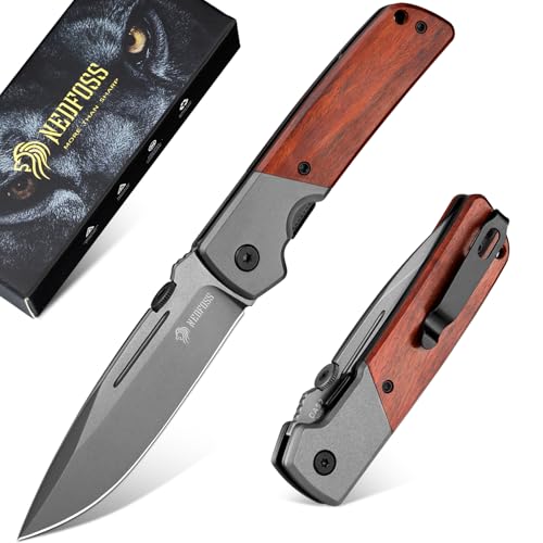 NedFoss DA52MINI Klappmesser, 8.5cm Einhandmesser mit Holzgriff & Liner Lock, Taschenmesser mit Clip, Outdoor Survival Messer, Gartenmesser, Brotmesser für den Alltag, als Sammlung & Geschenk NedFoss DA52MINI Klappmesser, 8.5cm Einhandmesser mit Holzgriff & Liner Lock, Taschenmesser mit Clip, Outdoor Survival Messer, Gartenmesser, Brotmesser für den Alltag, als Sammlung & Geschenk von NedFoss