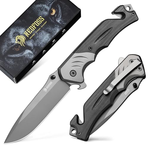 NedFoss FA49N Rettungsmesser, 8,7cm Klappmesser mit Gurtschneider & Glasbrecher & Flaschenöffner, Einhandmesser mit Gürtelclip, Taschenmesserfür Auto, Survival Rescue messer Outdoor NedFoss FA49N Rettungsmesser, 8,7cm Klappmesser mit Gurtschneider & Glasbrecher & Flaschenöffner, Einhandmesser mit Gürtelclip, Taschenmesserfür Auto, Survival Rescue messer Outdoor von NedFoss