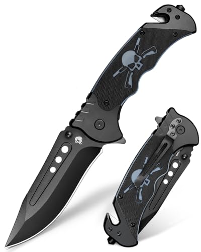 NedFoss GRIZZLY 3 IN 1 Taschenmesser, Rettungsmesser mit Gurtschneider & Glasbrecher, Klappmesser Outdoor mit Gürtelclip, Einhandmesser für Auto, Survival Messer für Unfallsituationen, Rescue messer von NedFoss
