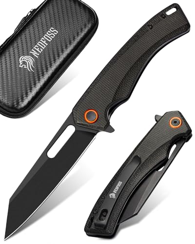 NedFoss MAMBA Klappmesser, 9CM D2 Stahl Einhandmesser mit Micarta Griff, Taschenmesser mit Liner Lock & Kugellager, Outdoor Messer mit Glip, Survival Jagdmesser für den Alltag, Sammlung & Geschenk von NedFoss