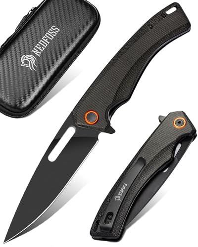 NedFoss MAMBA Klappmesser, Survival Messer, Scharfes Taschenmesser Outdoor aus D2 Stahl,Outdoor Messer mit Micarta Griff, Einhandmesser mit Gürtelclip, Pocket Knife,Ideal als Geschenk von NedFoss