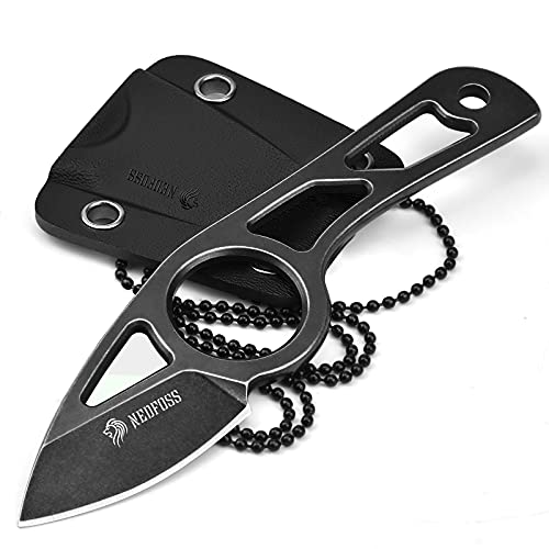 NedFoss Neck Knife Messer, EDC Taschenmesser, Mini Survival Outdoor Messer, inklusive Kydex Scheide und Kugel Halskette zum umhängen von NedFoss