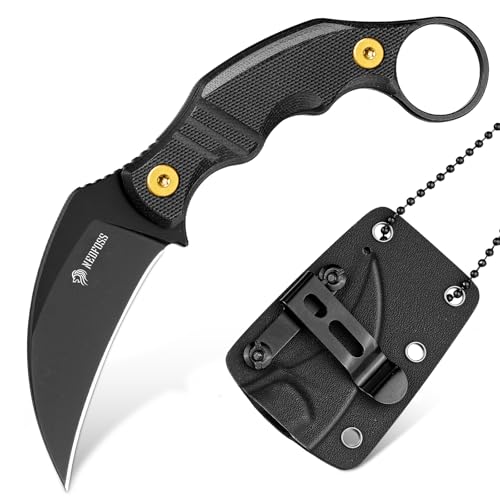 NedFoss Neck Knife VULTURE, 6CM 14C28N Stahl FULL TANG Outdoor Messer Survival mit G10 Griff & Kydexscheide, Mini Messer feststehend in Geschenk-Box für Sammlung, Camping von NedFoss