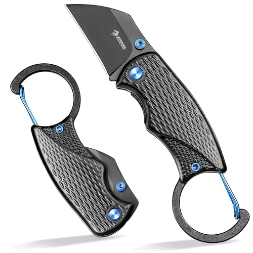 NedFoss OWL Klappmesser, 3.7cm D2 Stahl mini Taschenmesser mit Aluminiumgriff, Einhandmesser mit Liner Lock, Schlüsselanhänger Messer mit Karabiner, EDC Messer für Alltag, Sammlung & Geschenk von NedFoss