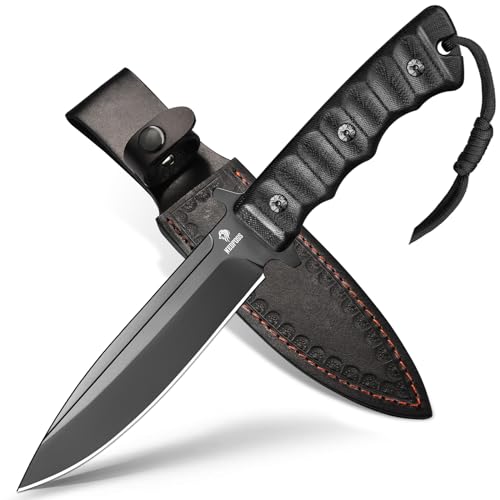 NedFoss BLACK PHOENIX Outdoor Messer feststehend, 28cm Full Tang Survival- mit G10 Griff, Jagdmesser mit Holster, Scharfe Camping- als Bushcraft, Gürtelmesser, Fahrtenmesser von NedFoss