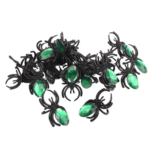 Needzo Bulk Halloween Spinnenringe mit grünem Juwel, Kunststoff-Partygeschenke oder Bastelbedarf, Cupcake-Topper-Zubehör, 23 Stück, 3,8 cm Needzo Bulk Halloween Spinnenringe mit grünem Juwel, Kunststoff-Partygeschenke oder Bastelbedarf, Cupcake-Topper-Zubehör, 23 Stück, 3,8 cm von Needzo