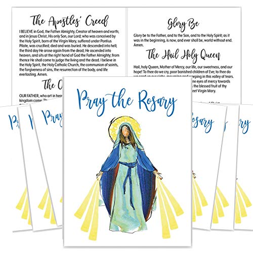 Needzo Pray The Rosenkranz-Klappkarte mit Gebeten, katholische Sonntagsschule, Lernen für Kinder, 10,2 x 7,6 cm, 10 Stück von Needzo