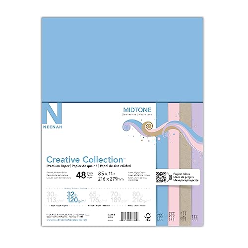 Neenah® Creative Collection™ Midtone Spezial-Tintenstrahlpapier, verschiedene Farben, Briefgröße (21,6 x 27,9 cm), 48 Blatt, FSC®-zertifiziert von Neenah