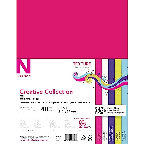 Neenah® Creative Collection™ Strukturierter Karton, verschiedene leuchtende Farben, Buchstaben (21,6 x 27,9 cm), 36,3 kg, 40 Stück von Neenah