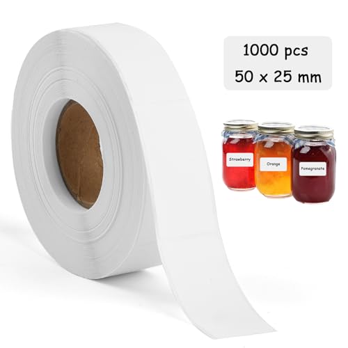 1000 Stück Etiketten Selbstklebend, 50 x 25 mm Aufkleber zum Beschriften, Wasserdicht Klebeetiketten, Adressetiketten Tiefkühletiketten Haushaltsetiketten für Büro Küche Marmelade von Neerow