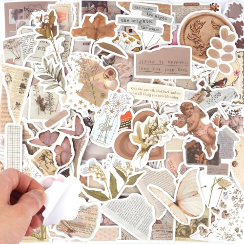 120 Stück Vintage Sticker, Vintage Aufkleber, Wasserfeste Aesthetic Sticker, Laptop Stickers für Journaling Wasserflaschen DIY Basteln Mädchen Erwachsene von Neerow