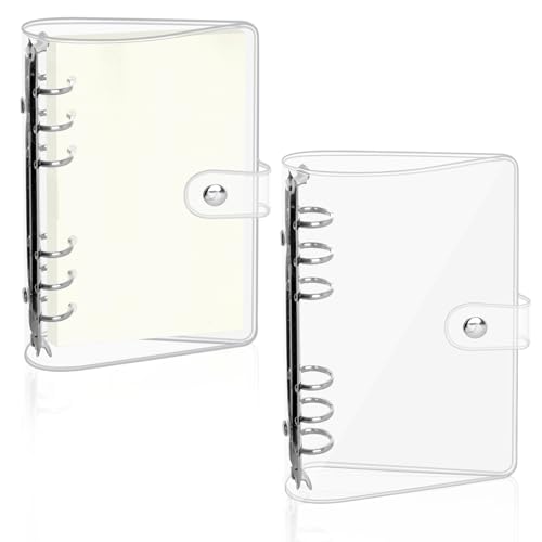 2 Stück A6 Ringbuch, Transparente PVC A6 Binder Wasserdicht, Nachfüllbar Binder mit Druckknopfverschluss für eine einfache Organisation von Notizen, Journal und täglicher Planung 2 Stück A6 Ringbuch, Transparente PVC A6 Binder Wasserdicht, Nachfüllbar Binder mit Druckknopfverschluss für eine einfache Organisation von Notizen, Journal und täglicher Planung von Neerow