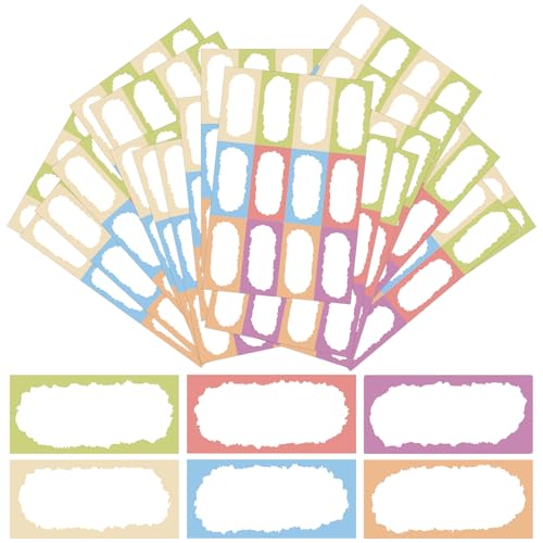 240 Stück Etiketten Selbstklebend Schule, Buchetiketten Schule, Namensetiketten zum Beschriften, 6 Farben Klebeetiketten Schuletiketten 3.5 x 7.5 cm für Schulkind Kinder Junge Mädchen (Stil D) von Neerow