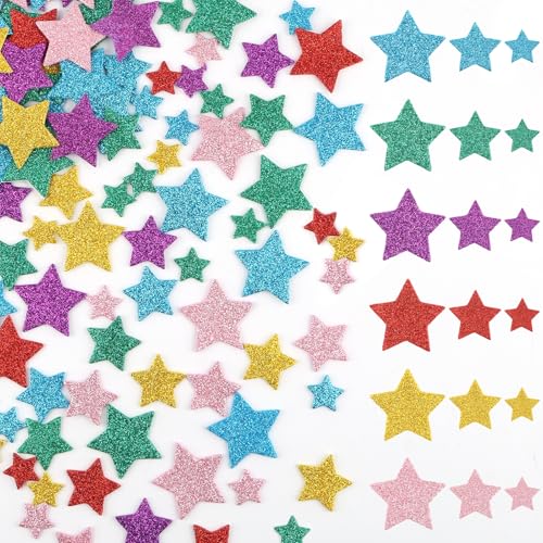 300 Stück Glitter Schaumstoff Aufkleber, Bunte Sterne Moosgummi Sticker, Glitzernde Aufkleber Selbstklebende für Sammelalben Grußkarten Schultüte Kinder Basteln Party Dekoration 300 Stück Glitter Schaumstoff Aufkleber, Bunte Sterne Moosgummi Sticker, Glitzernde Aufkleber Selbstklebende für Sammelalben Grußkarten Schultüte Kinder Basteln Party Dekoration von Neerow