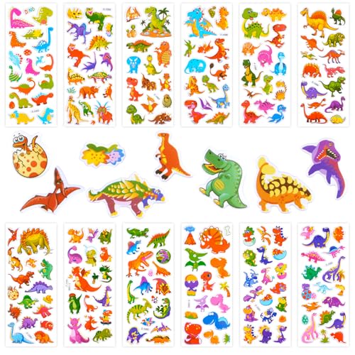 3D Aufkleber für Kinder & Kleinkinder, Dinosaurier Sticker Kinder 12 Blätter, Geschwollen Stickers für Jungen Mädchen Lehrer, Kindergeburtstag Gastgeschenke Party (Dinosaurier) von Neerow